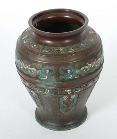 Champlevé Vase Japan, um 1900, Messing, patiniert,… - photo 2