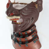 Samurai Menpo Maske Japan, um 1900, Metall, braun … - photo 2
