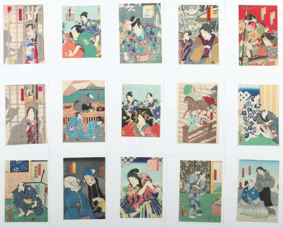 15 Farbholzschnitte Japan, 19 Jh., verschiedene Kü… - Foto 1