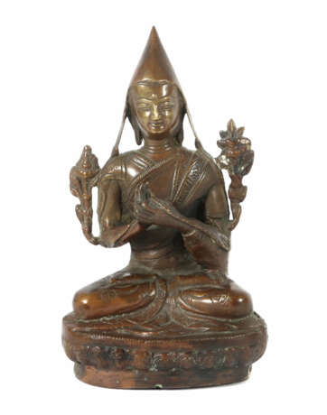 Lama Tsongkhapa Tibet, 19. Jh., Bronze, auf Lotuss… - photo 1