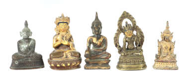 Konvolut 5 Buddha Miniaturen Nepal/Tibet/Thailand,…