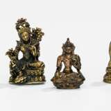 Fünf Bronzen, u.a. Syamatara, Manjushri, Buddha Shakyamuni und ein Bodhisattva - Foto 1