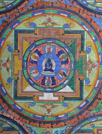 Mandala Thangka Nepal, um 1900, polychrome Malerei… - photo 3