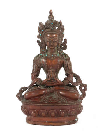 Bodhisattva Dorje Sempa Tibet, um 1900, Bronze pat… - photo 1