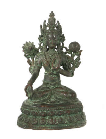 Weiße Tara Tibet, 19. Jh., Bronze, patiniert, deta… - фото 1