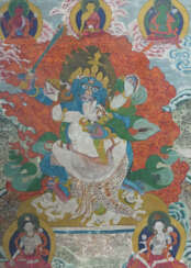 Thangka des Vajrapana mit Gefährtin Tibetisch-Chin…