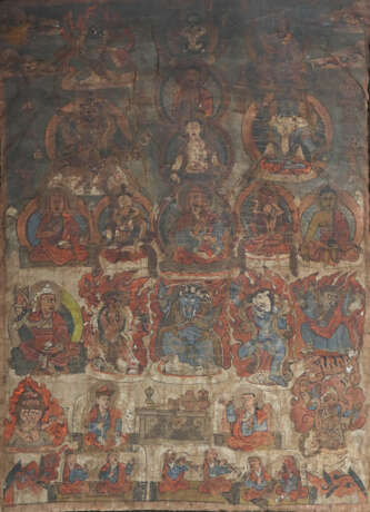 Thangka Wohl Tibet um 1900, Gouache auf Leinen, ze… - photo 1