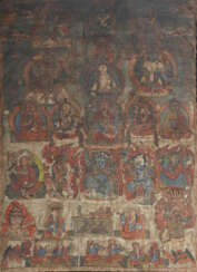 Thangka Wohl Tibet um 1900, Gouache auf Leinen, ze…