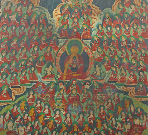 Thangka mit Shakyamuni und 90 Lamas Nepal, um 1900… - photo 2