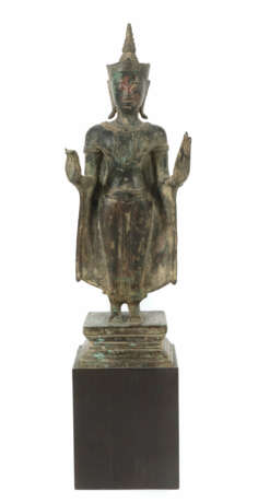 Stehender Buddha Thailand, 20. Jh., Bronze, auf Ho… - photo 1
