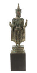 Stehender Buddha Thailand, 20. Jh., Bronze, auf Ho…