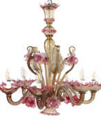 Furniture. Murano-Kronleuchter mit pinkfarbenen Blüten Italie…
