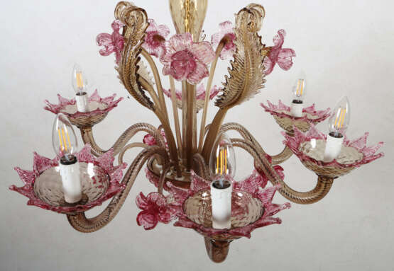 Murano-Kronleuchter mit pinkfarbenen Blüten Italie… - photo 2