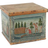 Holzkiste mit Jahreszeitenbemalung um 1820, Holzki… - Foto 1