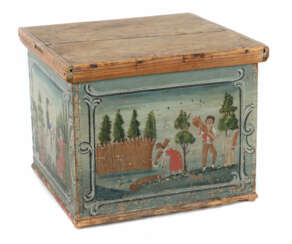Holzkiste mit Jahreszeitenbemalung um 1820, Holzki…