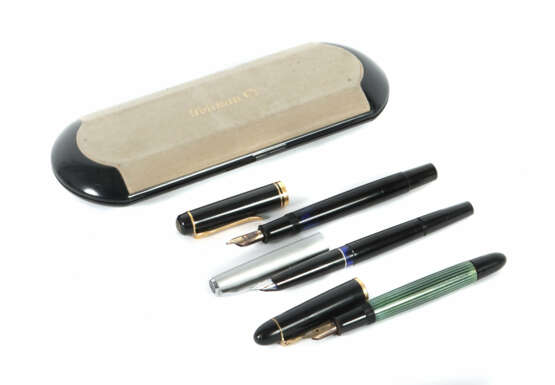3 Pelikan-Schreibgeräte Kolbenfüller ''140'' mit 1… - photo 1