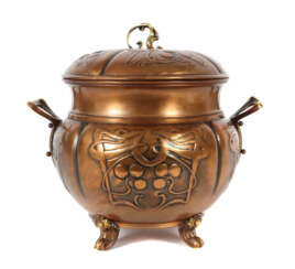 Jugendstil-Bowle Anfang 20. Jh., Messing verkupfer…