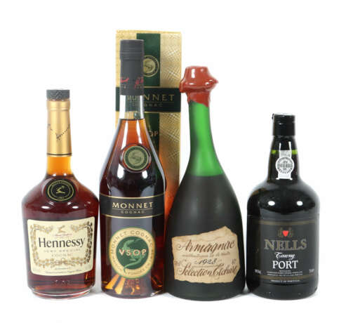 4 Flaschen Spirituosen 1x Monnet Cognac, VSOP, 40%… - Foto 1