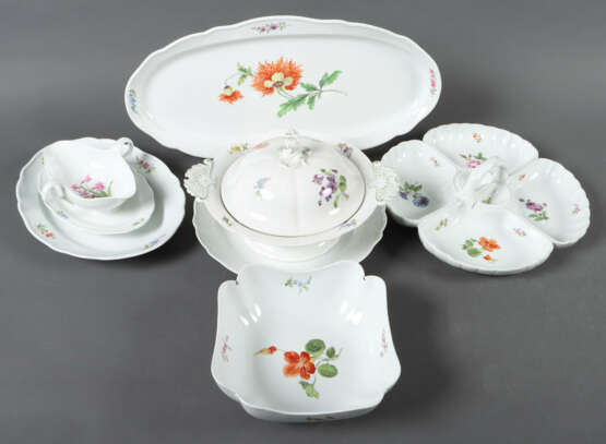 7-tlg. Meissen-Konvolut 1850-1924, Porzellan, glas… - photo 2