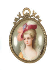 Portraitminiatur Wohl um 1900, Porzellan, glasiert…