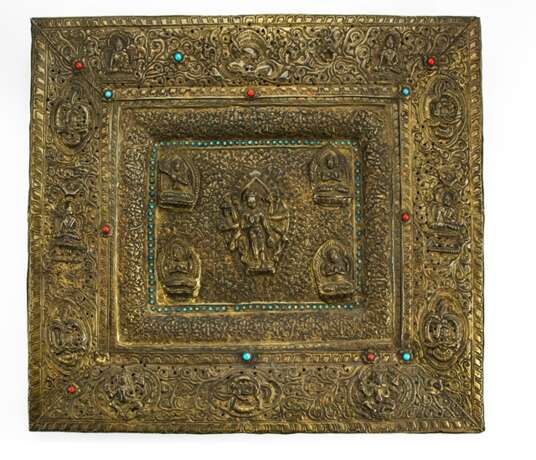 Intarsiertes Ritualpaneel mit Amoghapashalokeshvara aus Kupfer - Foto 1
