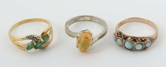 3 kleine Ringe modern/um 1900, Gelbgold 585 und 2 … - фото 1