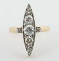 Art Déco-Ring Um 1900, langovaler Ring besetzt mit…