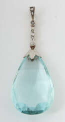 Anhänger Art Déco wohl Aquamarin, ca. 17 ct, mit D…