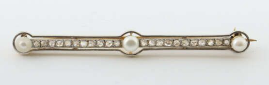 Art Déco-Brosche mit Diamanten & Perlen 1930er Jah… - Foto 1