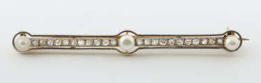 Art Déco-Brosche mit Diamanten & Perlen 1930er Jah…