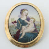 Brosche mit Porzellan-Miniatur Mitte 20. Jh., Gelb… - photo 1