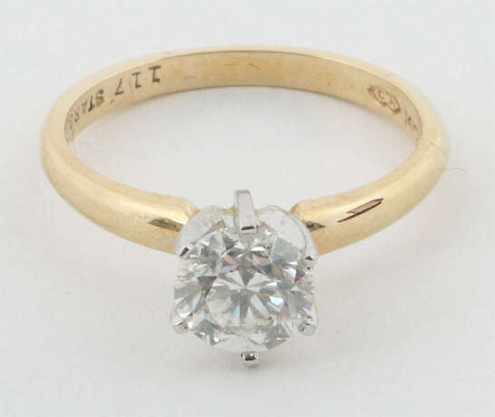 Ring mit Diamant 1960/70er Jahre, Gelbgold/Weißgol… - фото 2