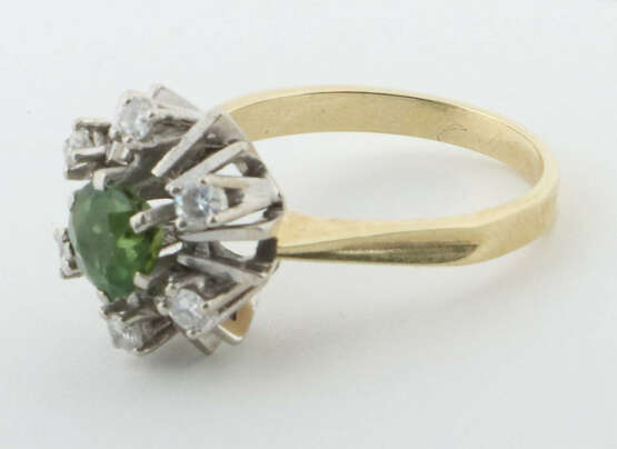 Ring mit Diamanten & Turmalin 1960er Jahre, Gelb- … - Foto 2