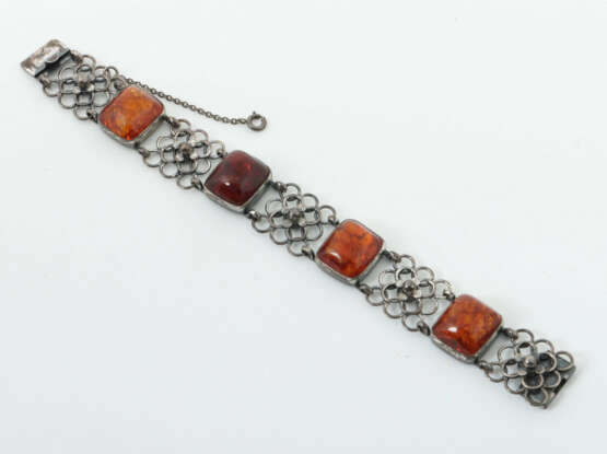 Armband mit Bernstein 20. Jh., Silber 925, punzier… - photo 2