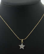 Ювелирные изделия. Kette mit Sternanhänger & Herz modern, Gelbgold 58…