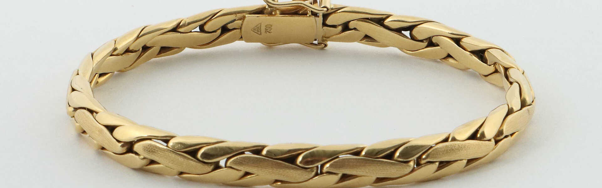 Goldarmband modern, Gelbgold 750, punziert, Punze …