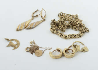 Konvolut Goldschmuck modern, best. aus 3 Paar Ohr…