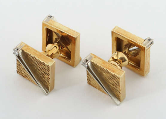 Manschettenknöpfe modern, Gelbgold/Weißgold 750, q… - photo 2