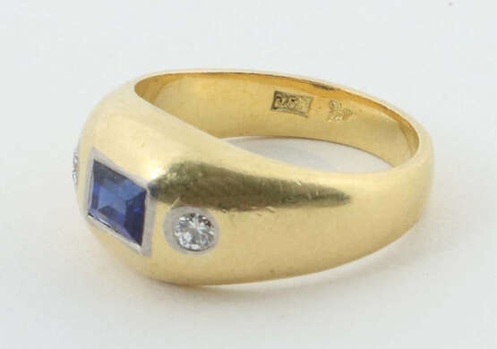 Ring mit Steinen modern, Gelbgold 750, punziert, b… - Foto 2