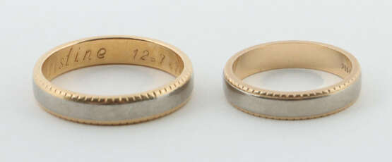 Paar Eheringe modern, Gelbgold/Weißgold 750, punzi… - Foto 1