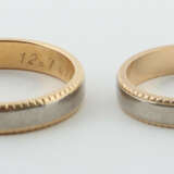 Paar Eheringe modern, Gelbgold/Weißgold 750, punzi… - Foto 1