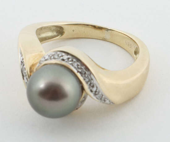 Ring mit Perle modern, besetzt mit Tahiti-Perle, G… - photo 2