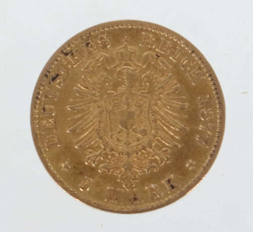 5 Mark-Goldmünze 1877, Gold 900, ca. 1,98 g, avers… - photo 2