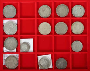 Sammlung Münzen Silber 900 u. a., 14-tlg., kl. Bay…