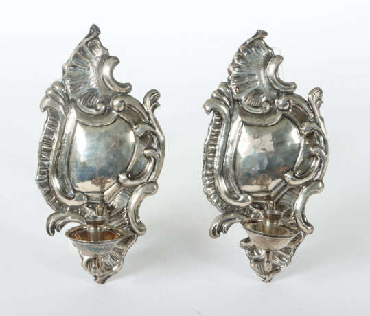 Paar Wandblaker um 1800, Silber, ca. 550 g, je von… - фото 1