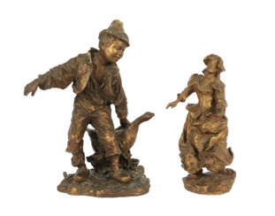 Bildhauer des 20. Jh. Paar Figuren: ''Gänsehirt'' …