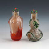 2 Snuffbottles - Überfangglas in Rot un - photo 1