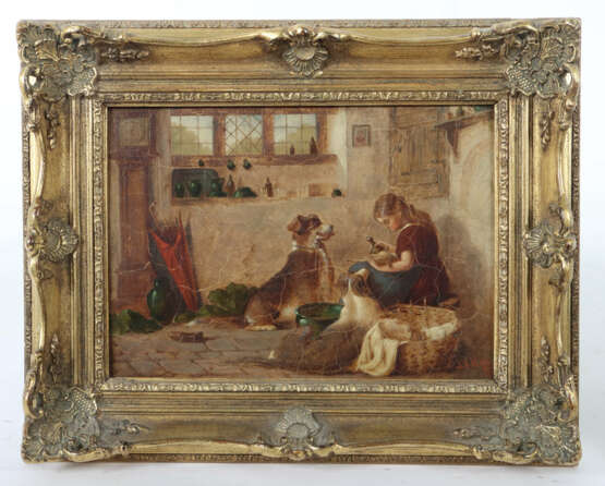 Heß, J. J. Maler des 19. Jh.. ''Mädchen mit Hunden… - photo 2