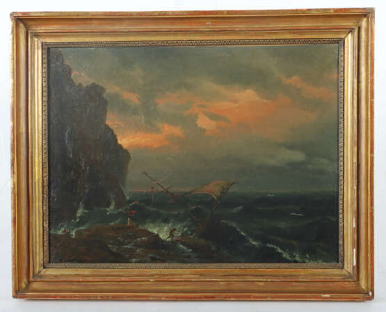 Maler des 19. Jh. ''Schiffbruch'', Darstellung an … - photo 2