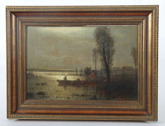 Französischer Maler des 19. Jh. ''Nächtlicher Flus… - photo 2